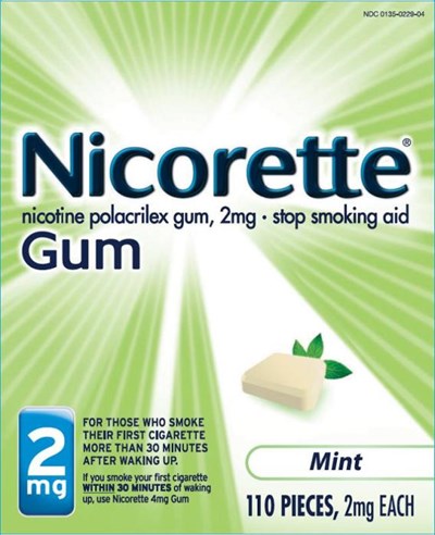 Nicorette Mint gum 2mg 110 count carton - 29552XG Nicorette Mint gum 2mg 110 count carton
